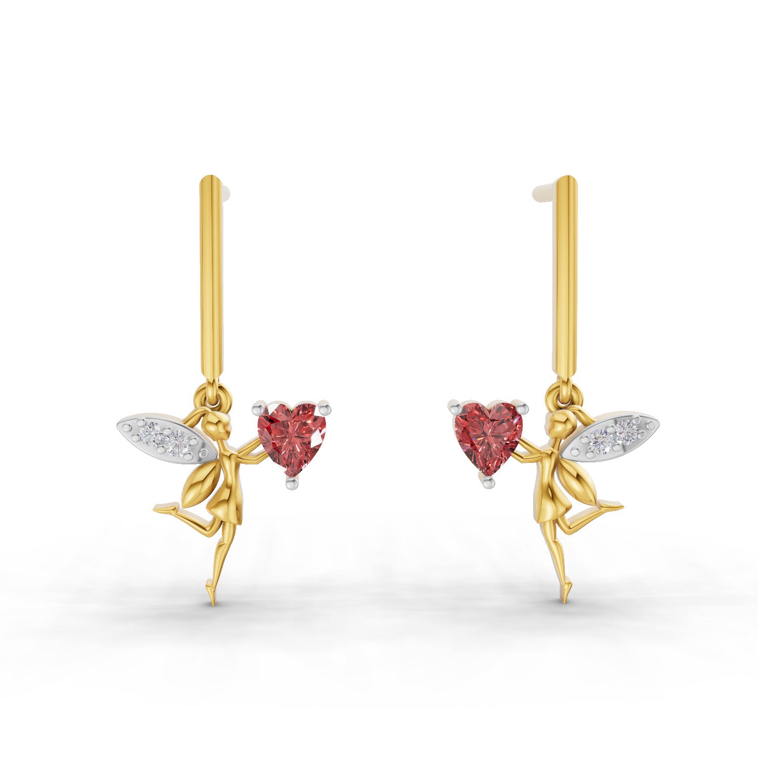 0.04 Carat | 925 Sterling Silver Yellow Gold Plated Angle Earrings