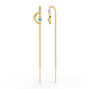 0.07 Carat | 925 Sterling Silver Yellow Gold Plated Half Moon Threader Earrings
