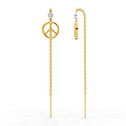 0.07 Carat | 925 Sterling Silver Yellow Gold Plated Peace Threader Earrings