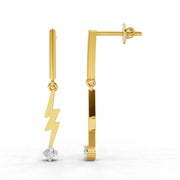 0.07 Carat | 925 Sterling Silver Yellow Gold Plated Lightning Bolt Earrings
