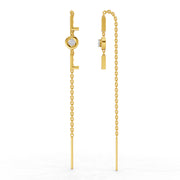 0.07 Carat | 925 Sterling Silver Yellow Gold Plated LOL Threader Earrings