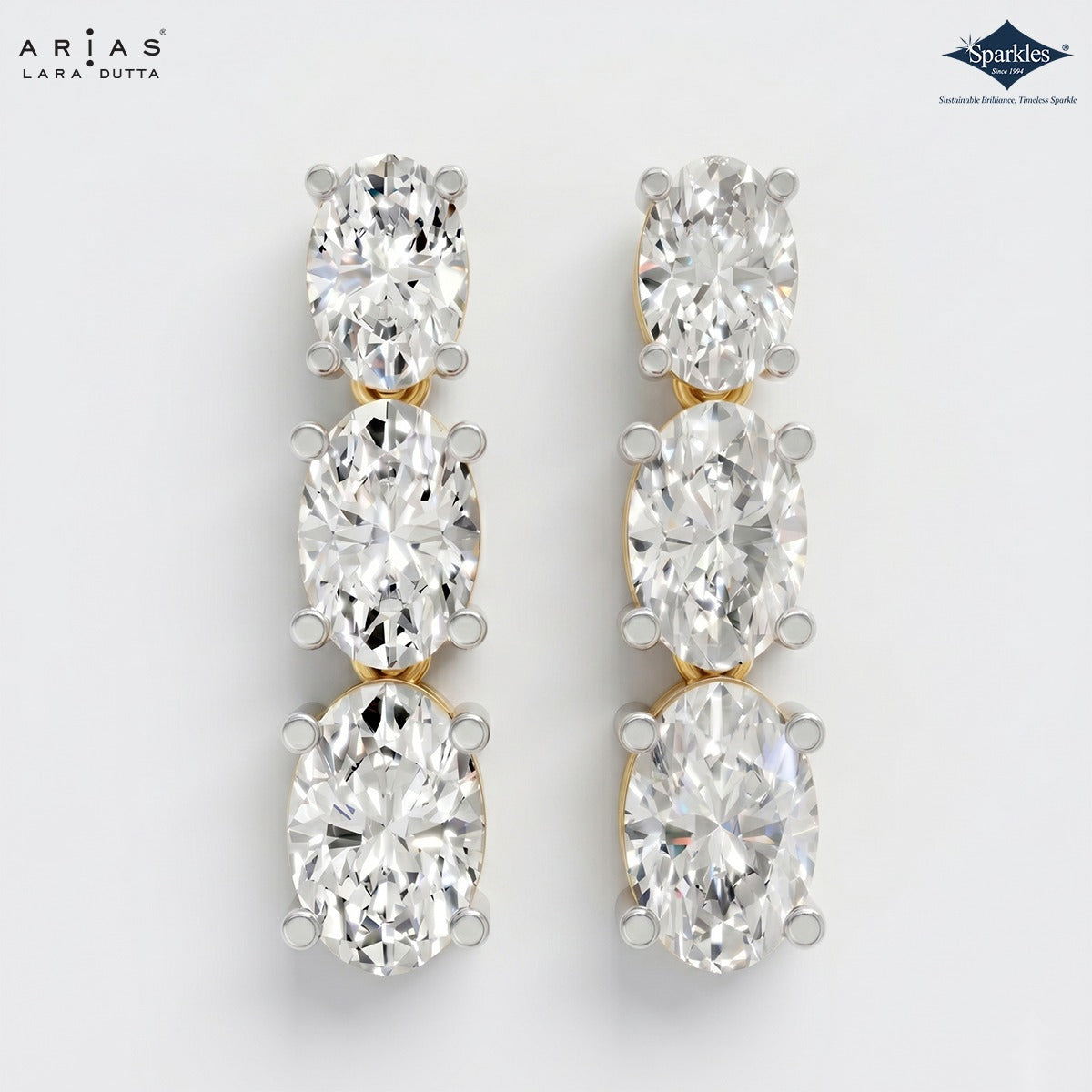 Arias by Lara Dutta Oval Diamond Linear Earring