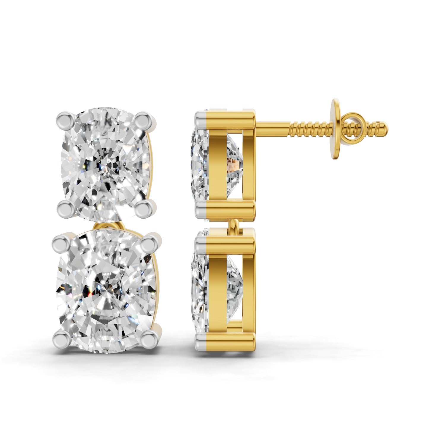 Sparkles Twin Cushion Radiance Stud Diamond Earring
