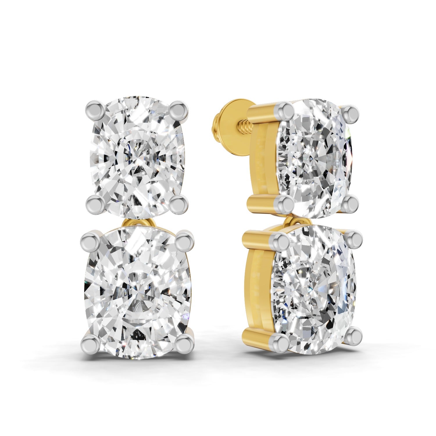 Sparkles Twin Cushion Radiance Stud Diamond Earring