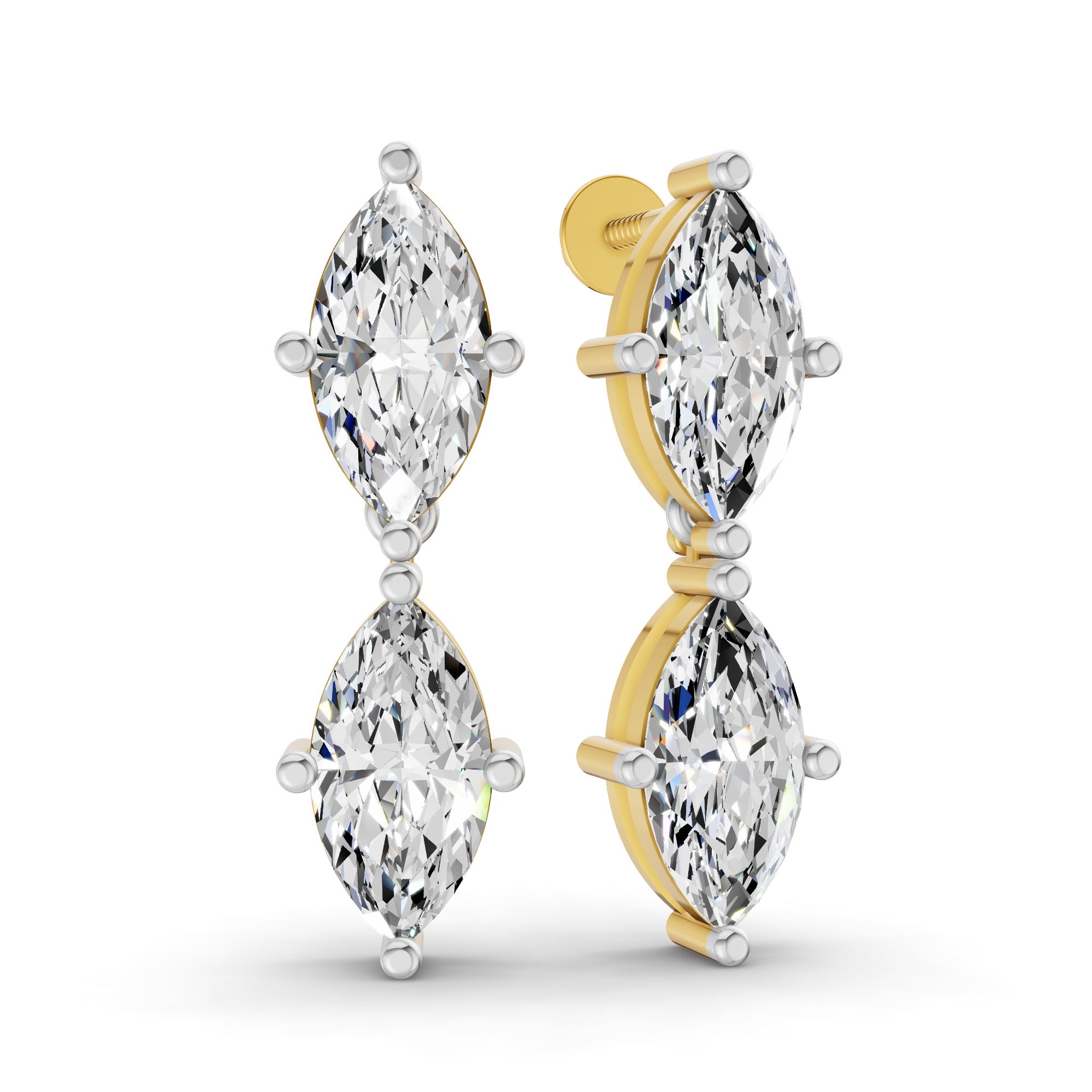 Sparkles Twin Marquise Radiance Stud Diamond Earring
