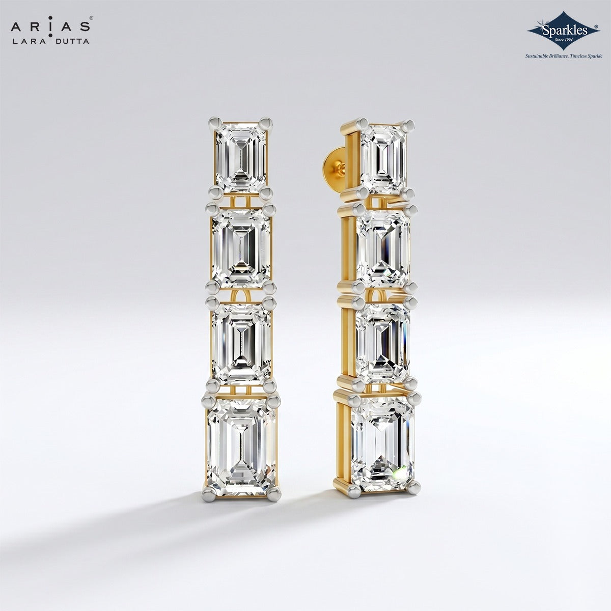 Arias by Lara Dutta Emerald-Cut Linear Earring