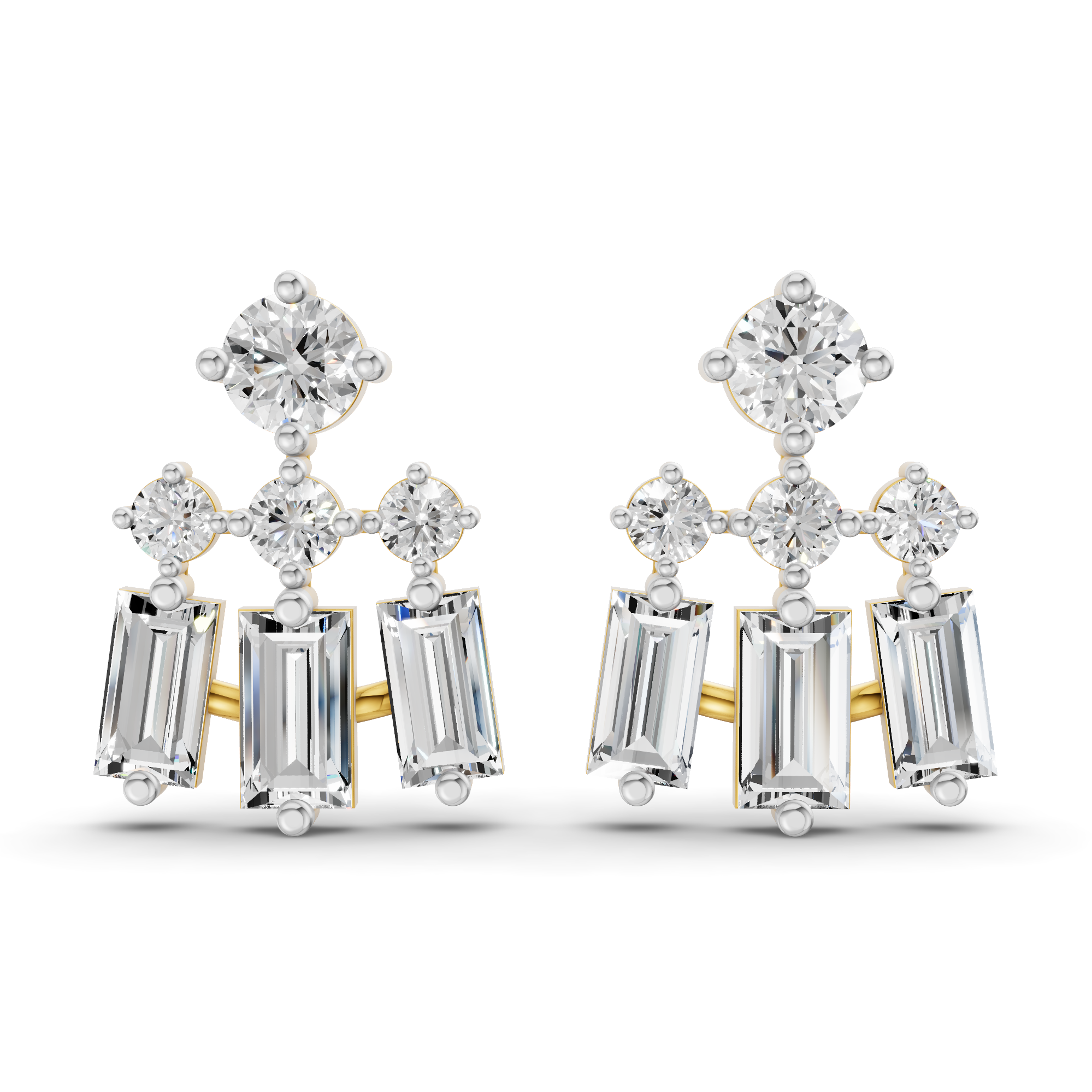 Sparkles Triple Baguette Drop Diamond Earring