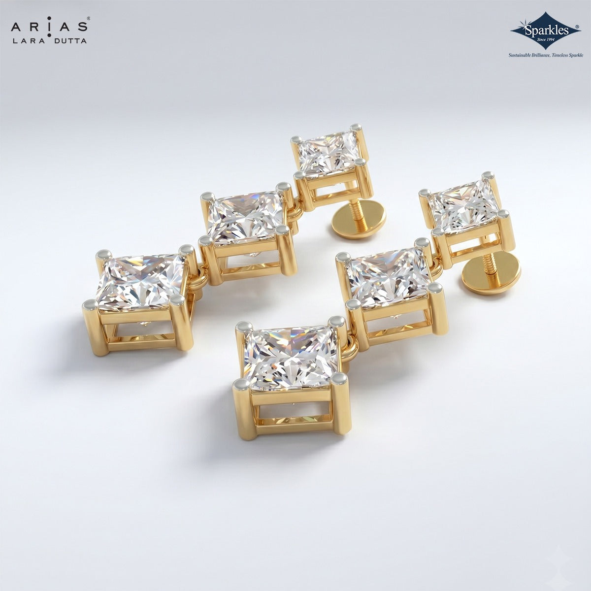 Arias by Lara Dutta Princess-Cut Linear Diamond Earring