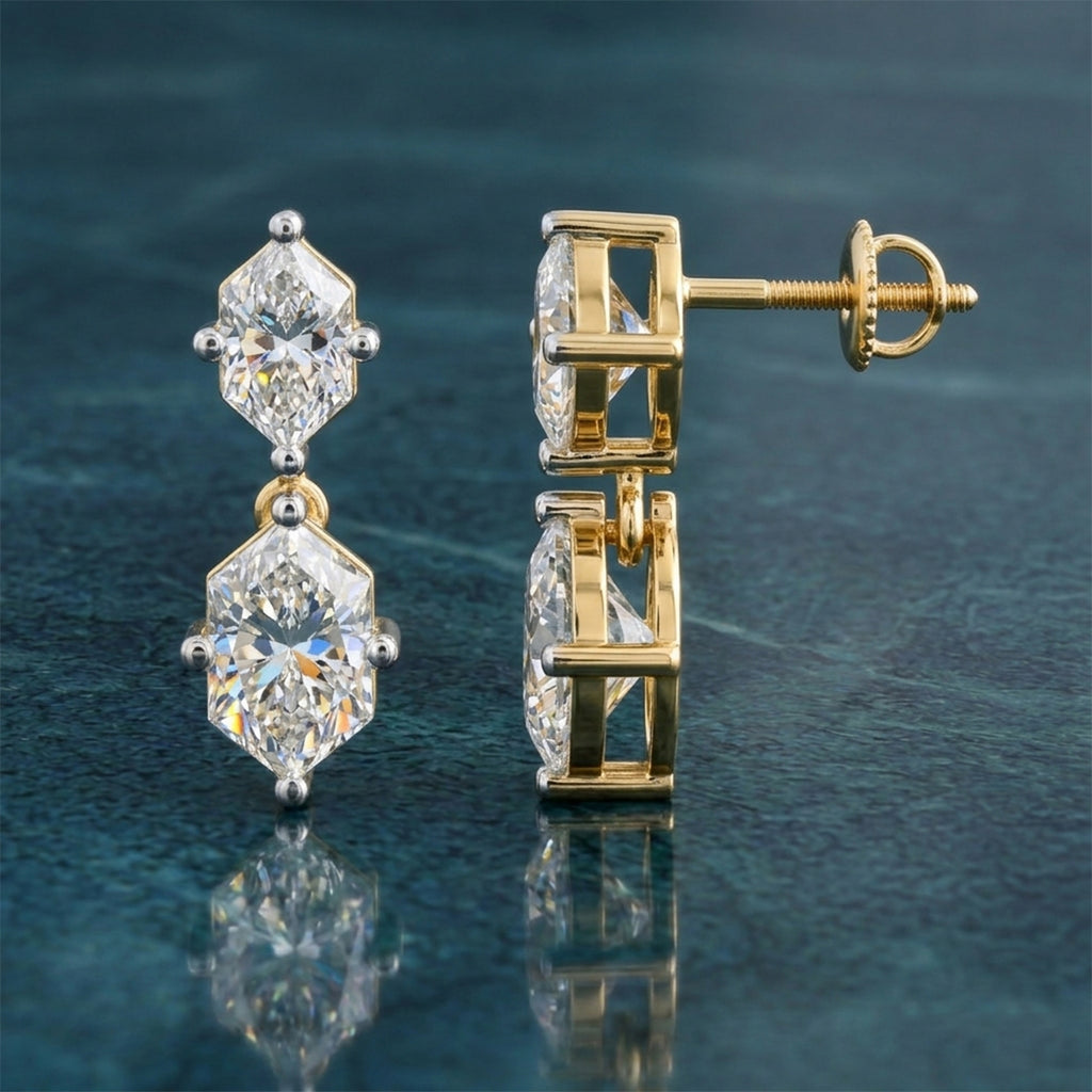 3.20 Carat Solitaire Lab Grown Diamond Earring In 14K Gold