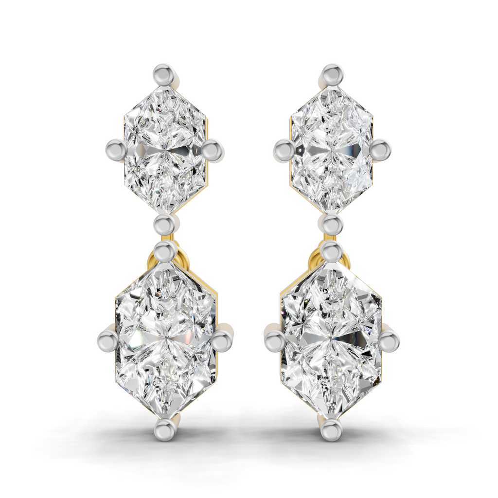 3.20 Carat Solitaire Lab Grown Diamond Earring In 14K Gold