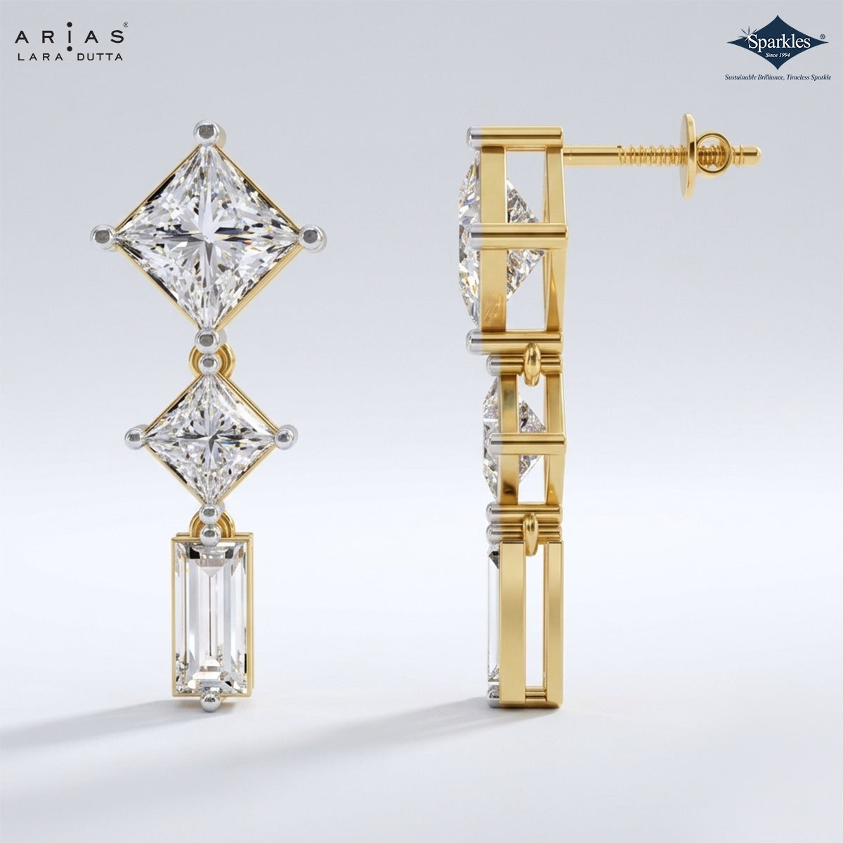 Arias by Lara Dutta Princesscut Diamond Linear Earring