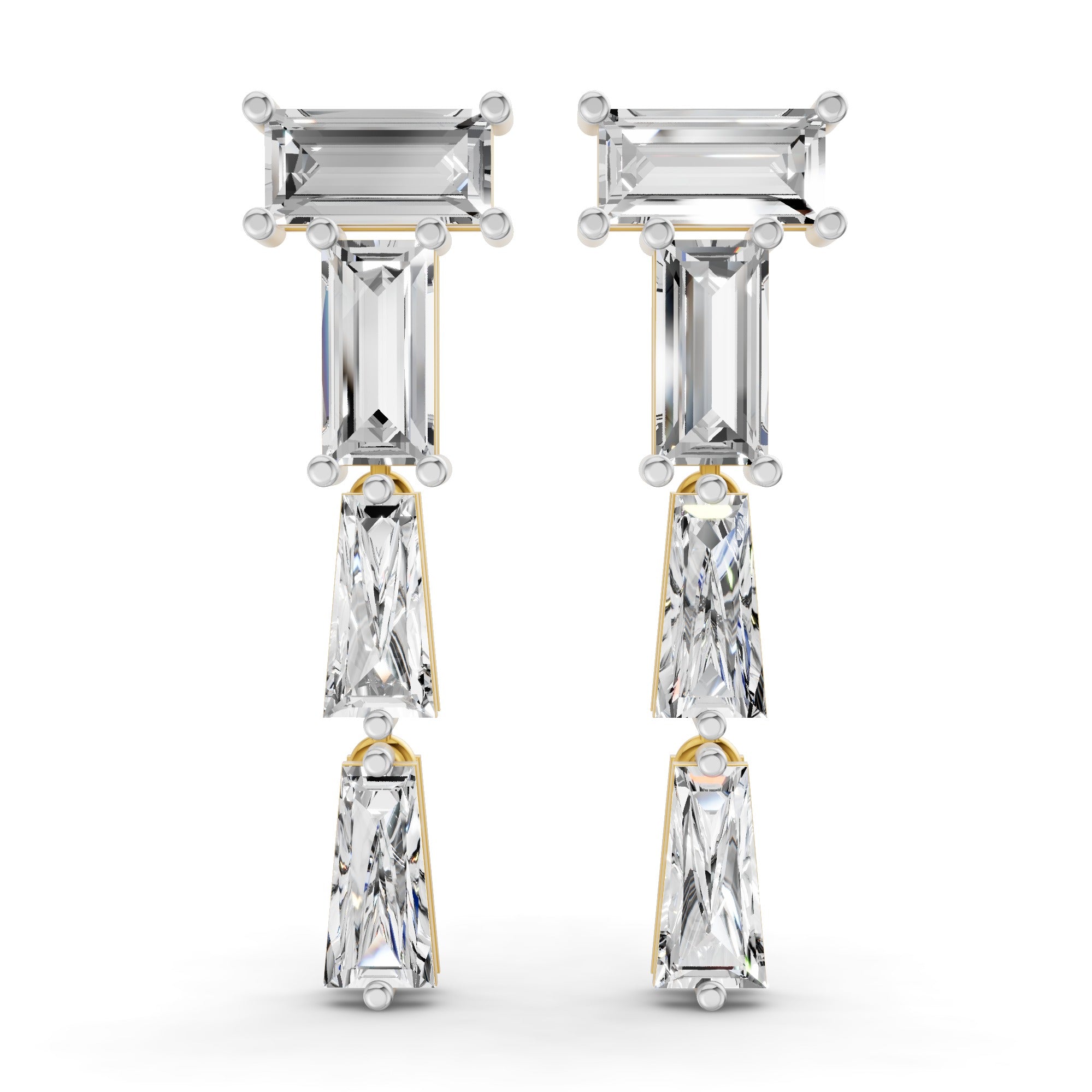 Sparkles Geometric Cascade Drop Diamond Earring