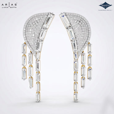 Arias by Lara Dutta Radiant Pavé Wing & Baguette Drop Statement Earrings