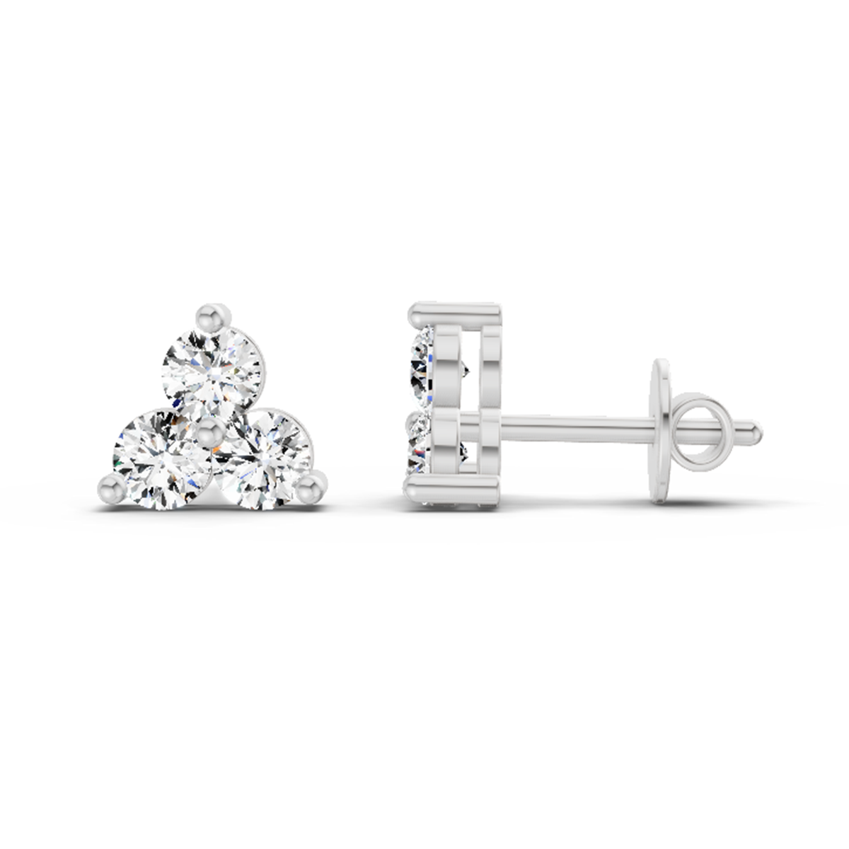 1.05 Ct Trio Stud Earrings | 14K White Gold