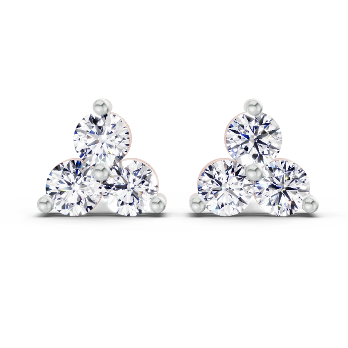 1.05 Ct Trio Stud Earrings | 14K White Gold