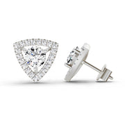 1.9 Ct Round Shape Halo Diamond Earrings | 14K White Gold