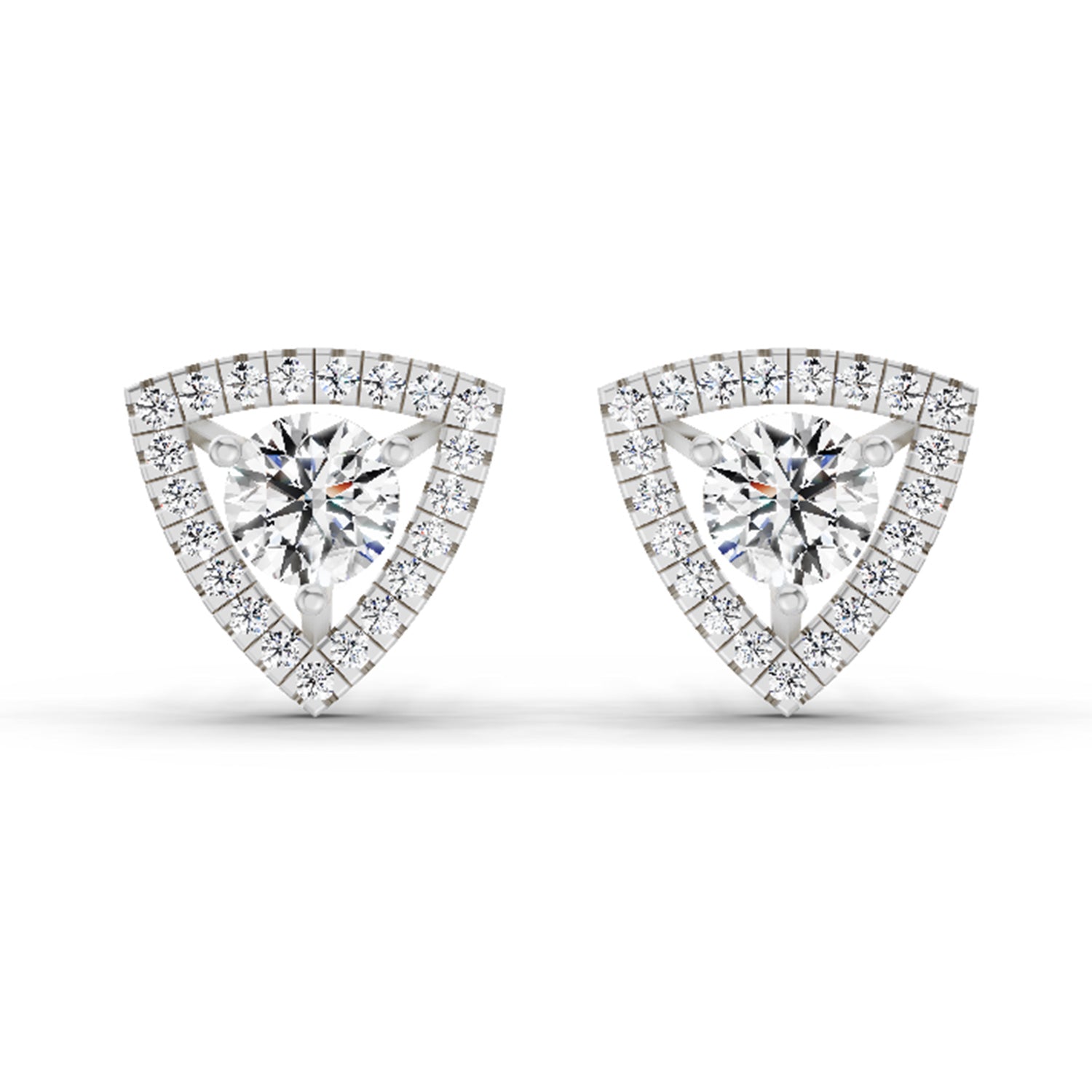 1.9 Ct Round Shape Halo Diamond Earrings | 14K White Gold