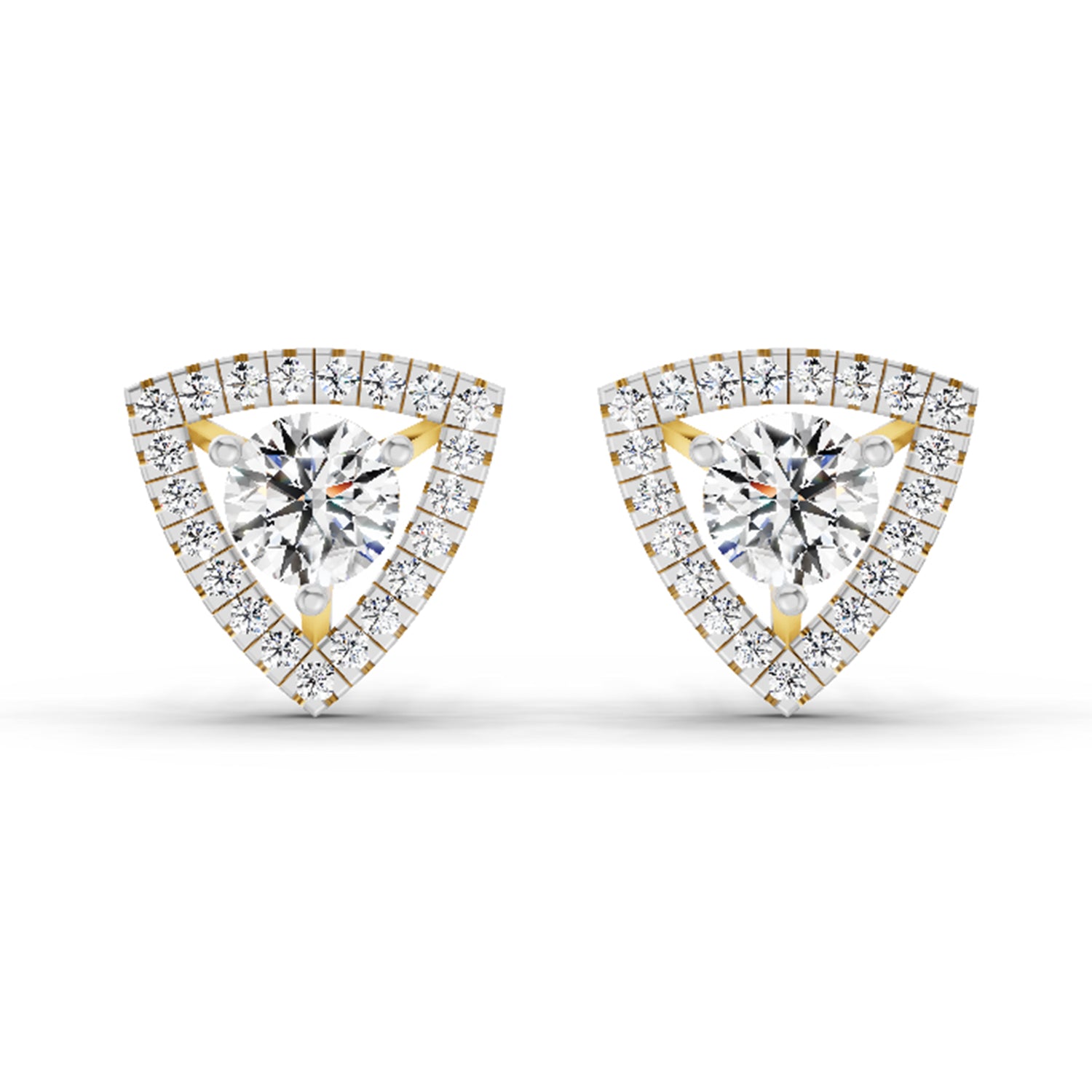 1.9 Ct Round Shape Halo Diamond Earrings | 14K Yellow Gold