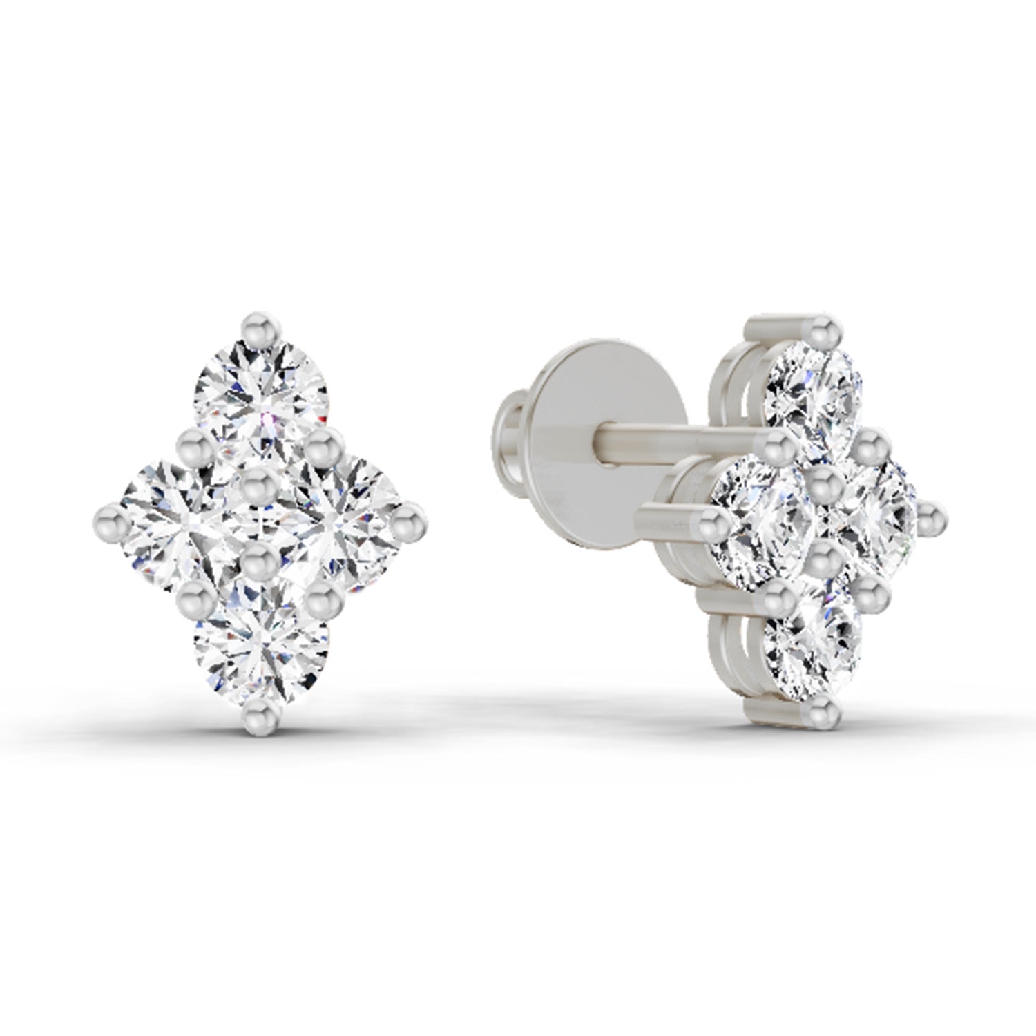 0.92 Ct Round Shape Cluster Diamond Stud Earrings | 14K Rose Gold