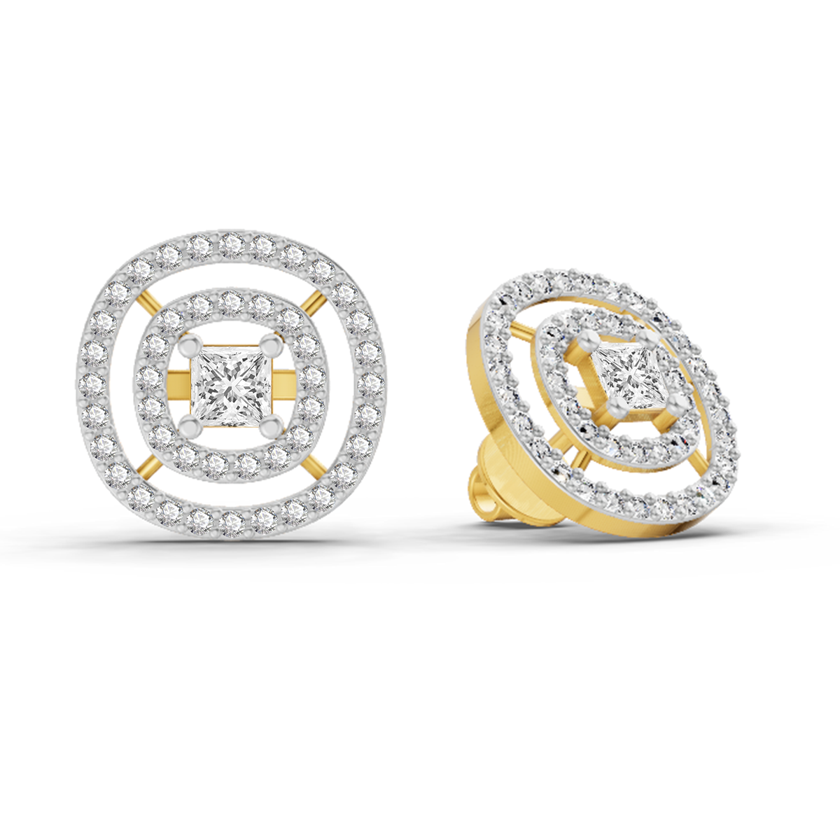 1.14 Ct Round Stud Earrings | 14K Yellow Gold