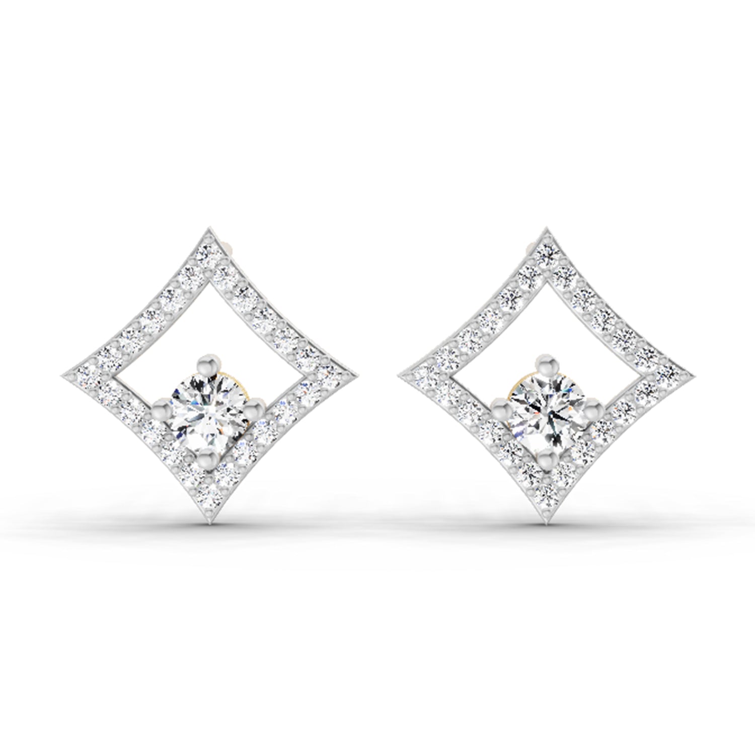 0.79 Ct Round Kite Stud Earrings | 14K Yellow Gold  FG VS Quality Diamonds