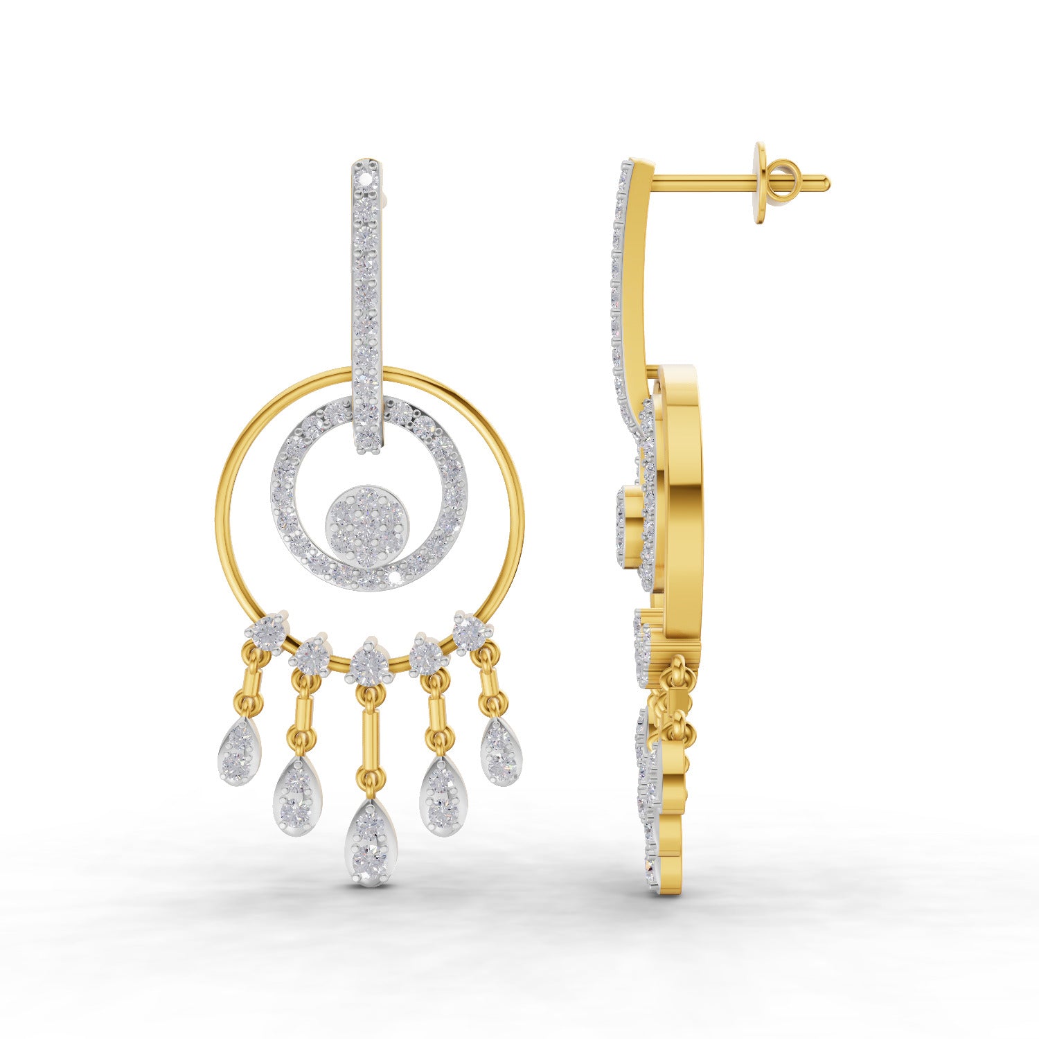 1.4 Carat  | 925 Sterling Silver Yellow Gold Plated Dream Catcher Earrings
