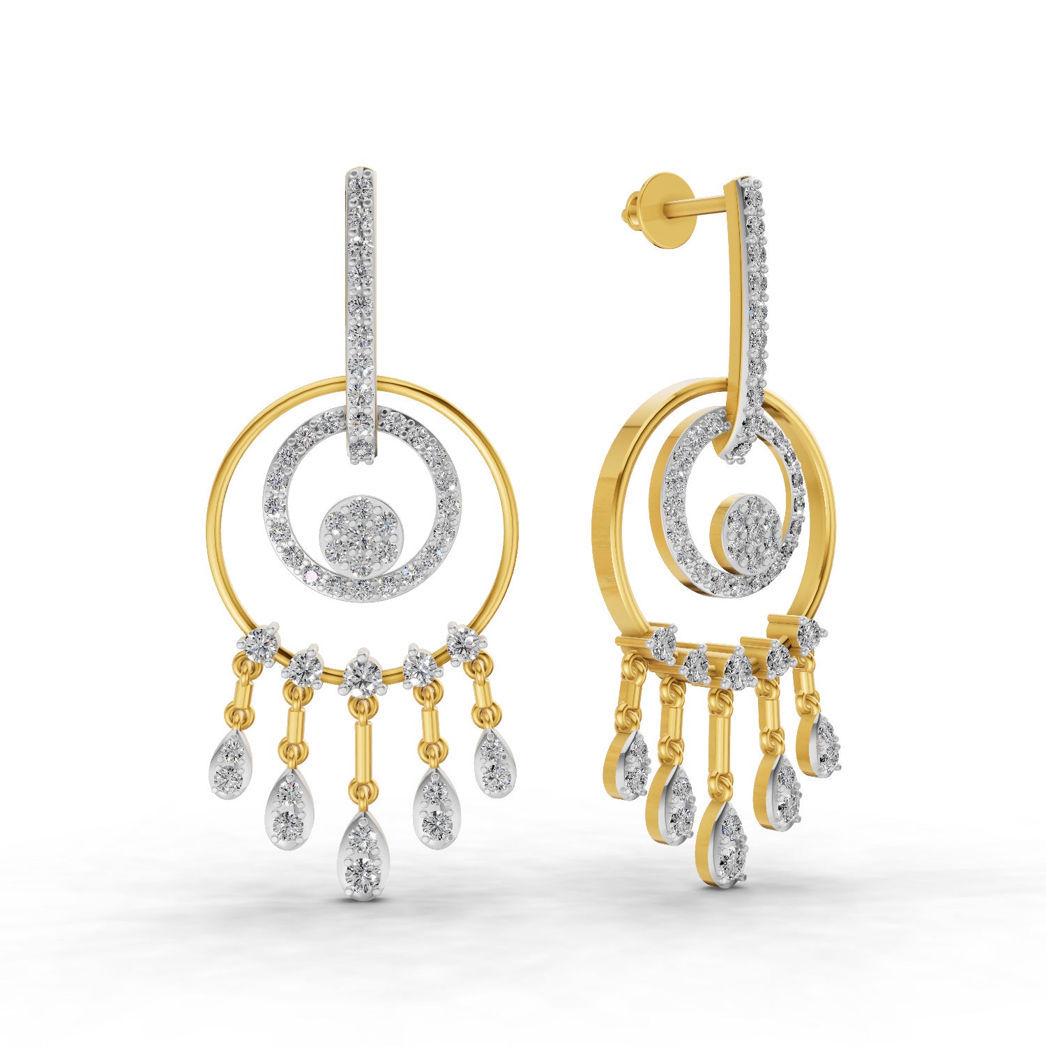 1.4 Carat  | 925 Sterling Silver Yellow Gold Plated Dream Catcher Earrings