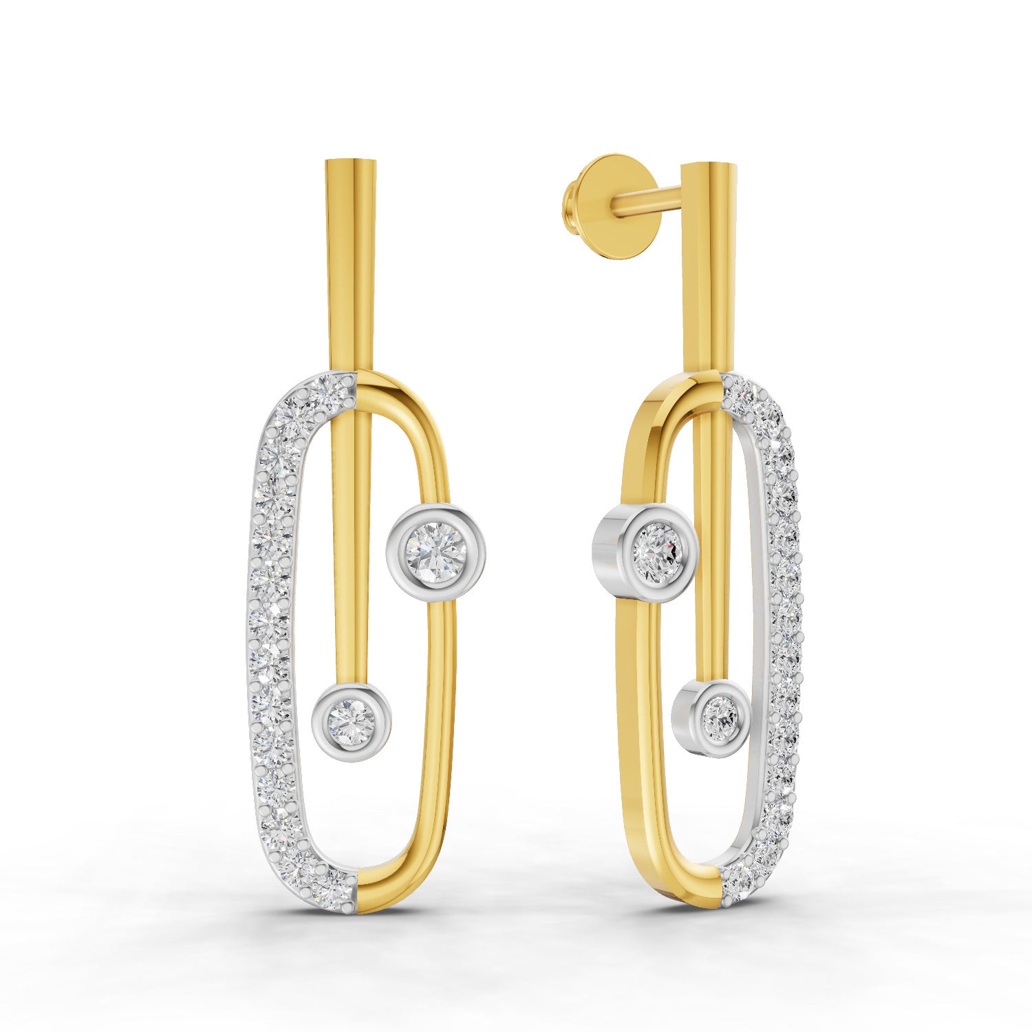 0.59 Carat  | 925 Sterling Silver Gold Plated Fashion Earrings