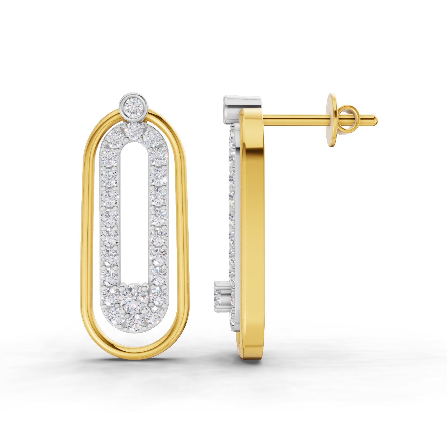 0.67 Carat  | 925 Sterling Silver Gold Plated Fashion Earrings