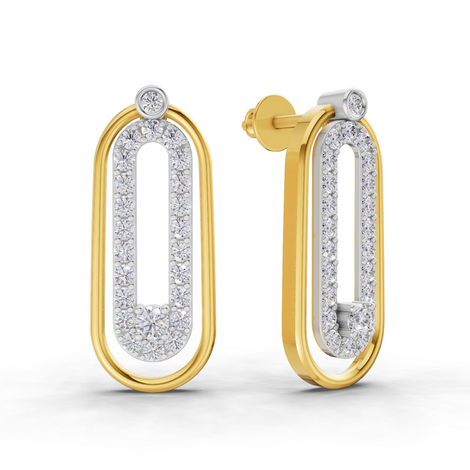 0.67 Carat  | 925 Sterling Silver Gold Plated Fashion Earrings