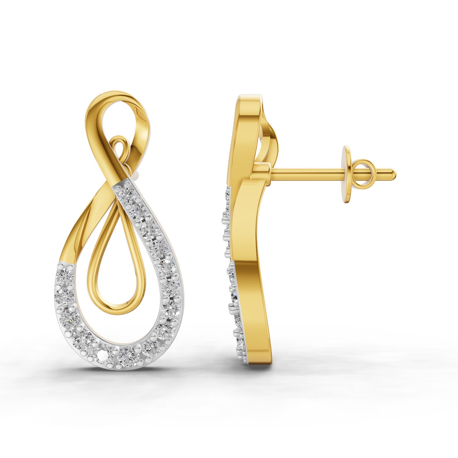 0.43 Carat  | 925 Sterling Silver Yellow Gold Plated Infinity Earrings