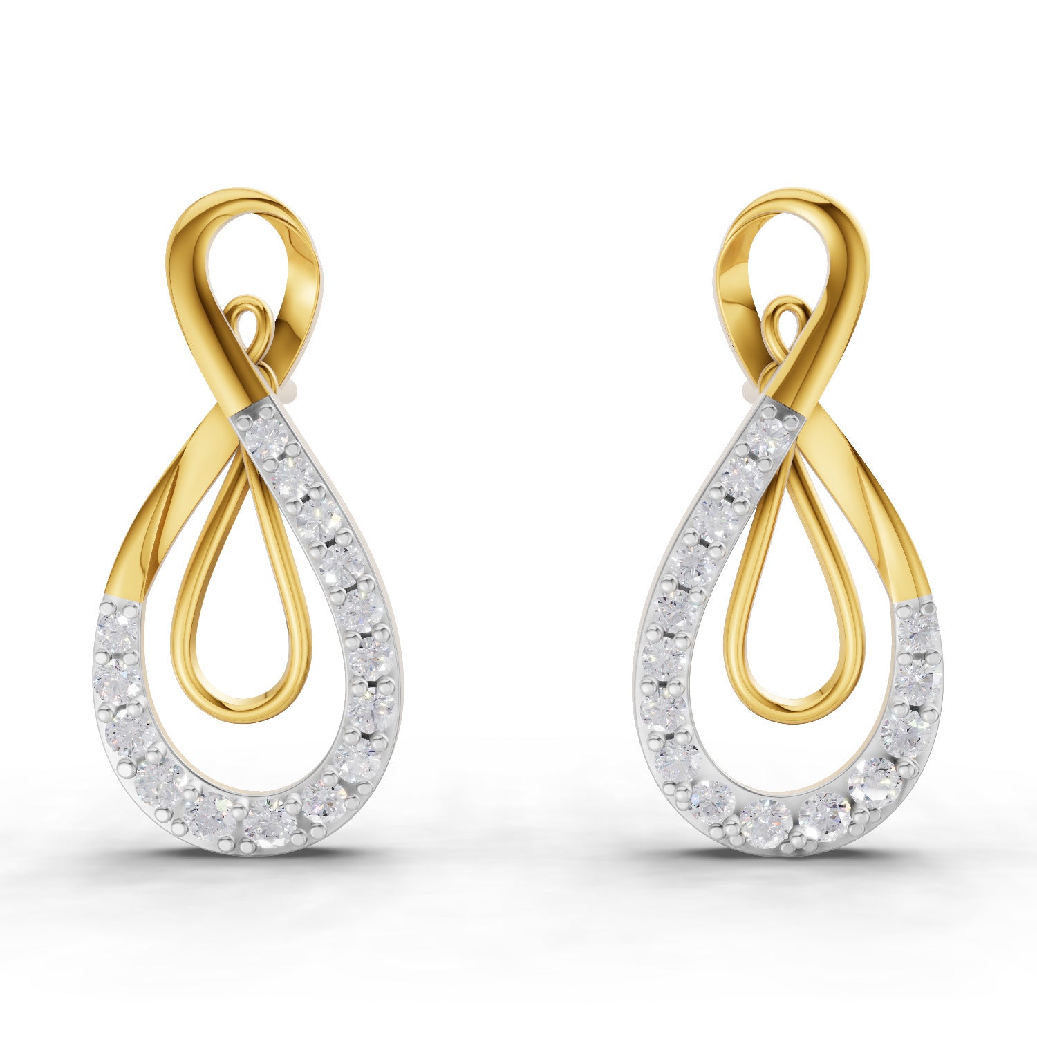 0.43 Carat  | 925 Sterling Silver Yellow Gold Plated Infinity Earrings