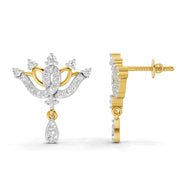 0.67 Carat | 925 Sterling Silver Gold Plated Diamond Crown Drops Earrings