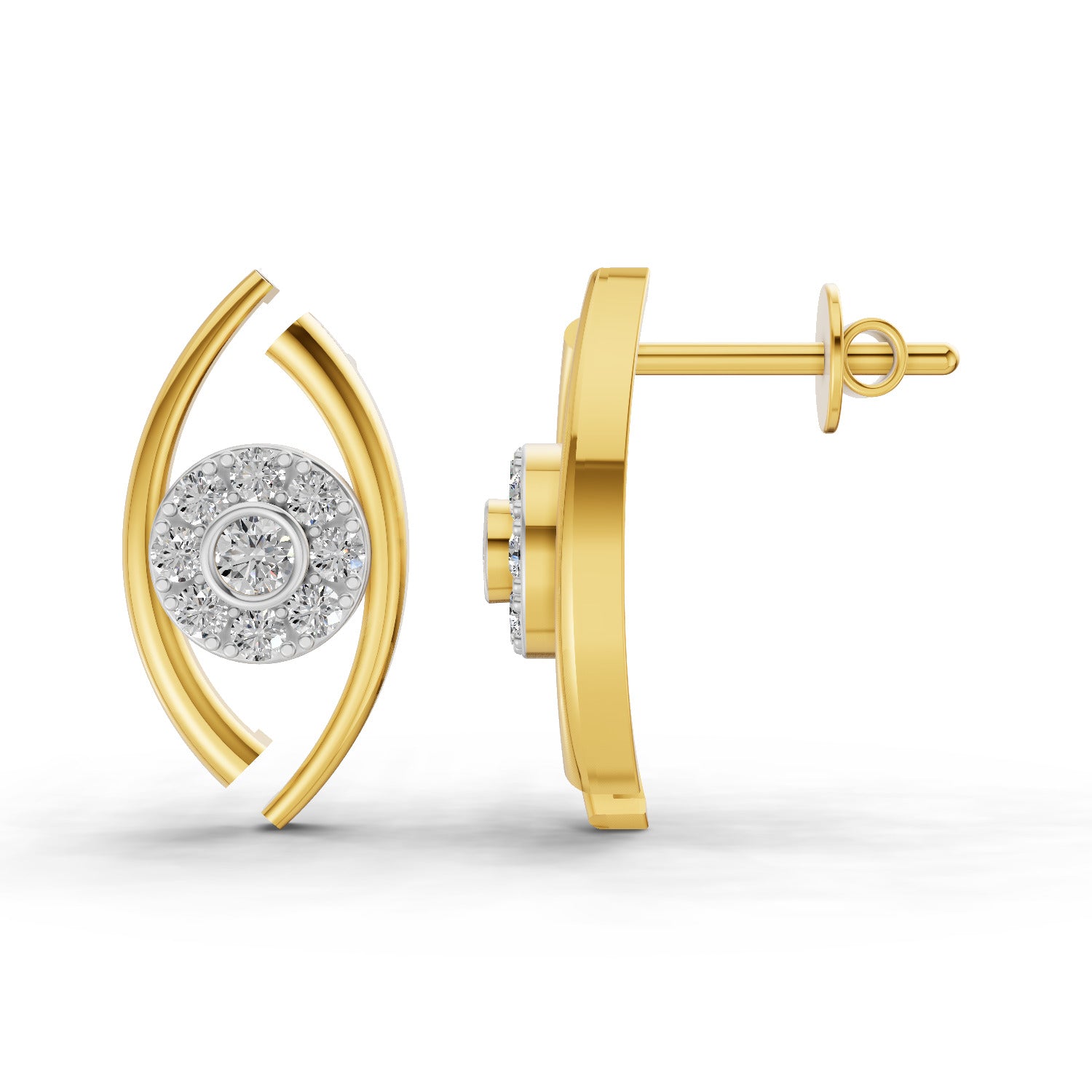 0.36 Carat  | 925 Sterling Silver Yellow Gold Plated Evil Eye Earrings