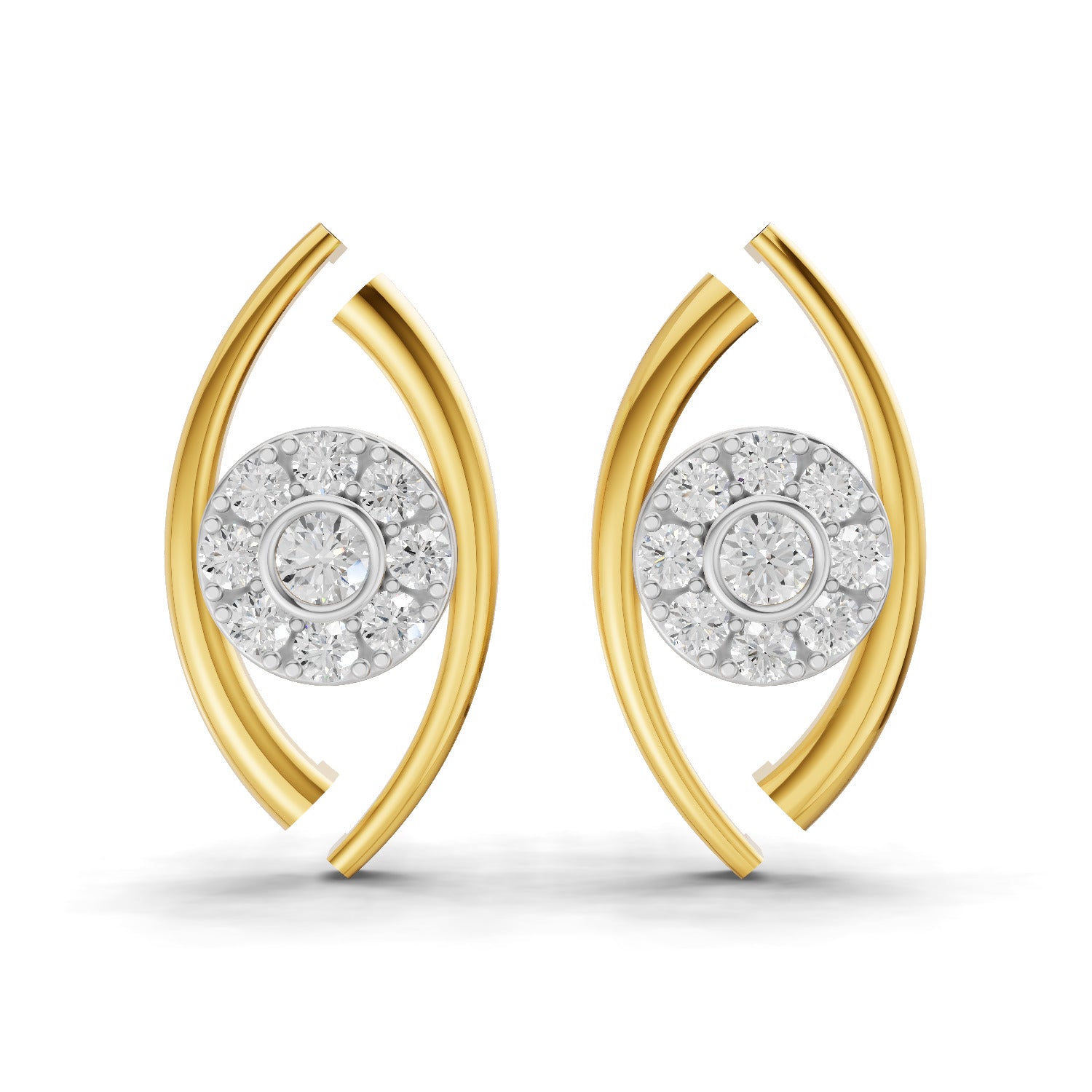 0.36 Carat  | 925 Sterling Silver Yellow Gold Plated Evil Eye Earrings