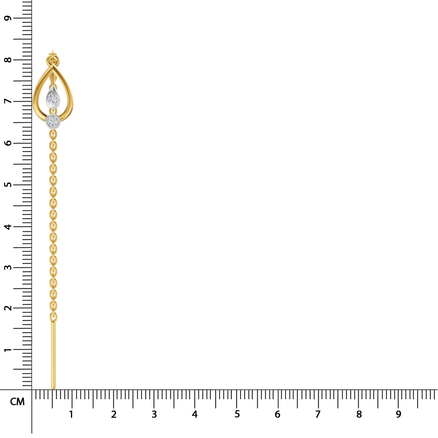 0.07 Carat | 925 Sterling Silver Yellow Gold Plated Teardrop Threader Earrings