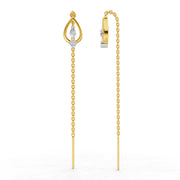 0.07 Carat | 925 Sterling Silver Yellow Gold Plated Teardrop Threader Earrings