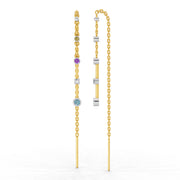 0.07 Carat | 925 Sterling Silver Yellow Gold Plated Fancy Threader Earrings