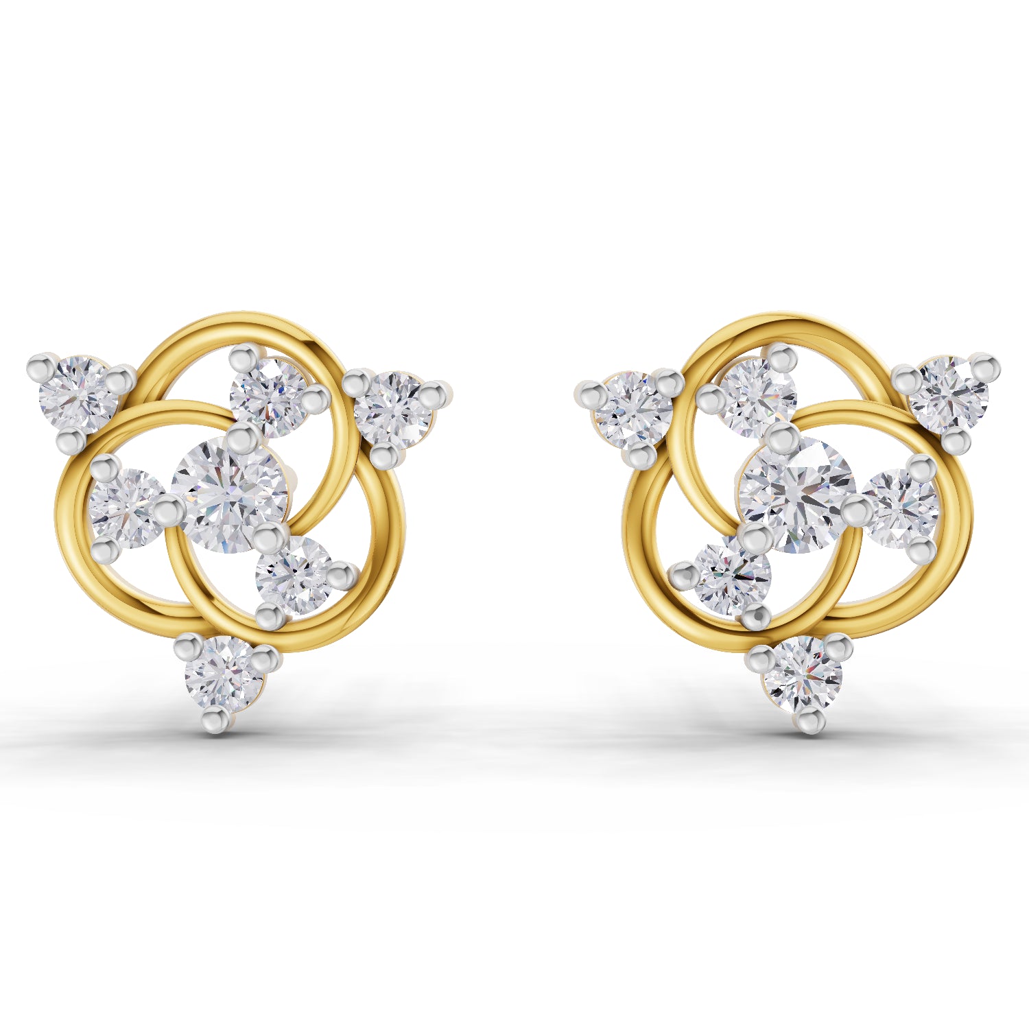 0.39 Carat | 925 Sterling Silver Gold Plated Intertwined Diamond Cluster Earrings