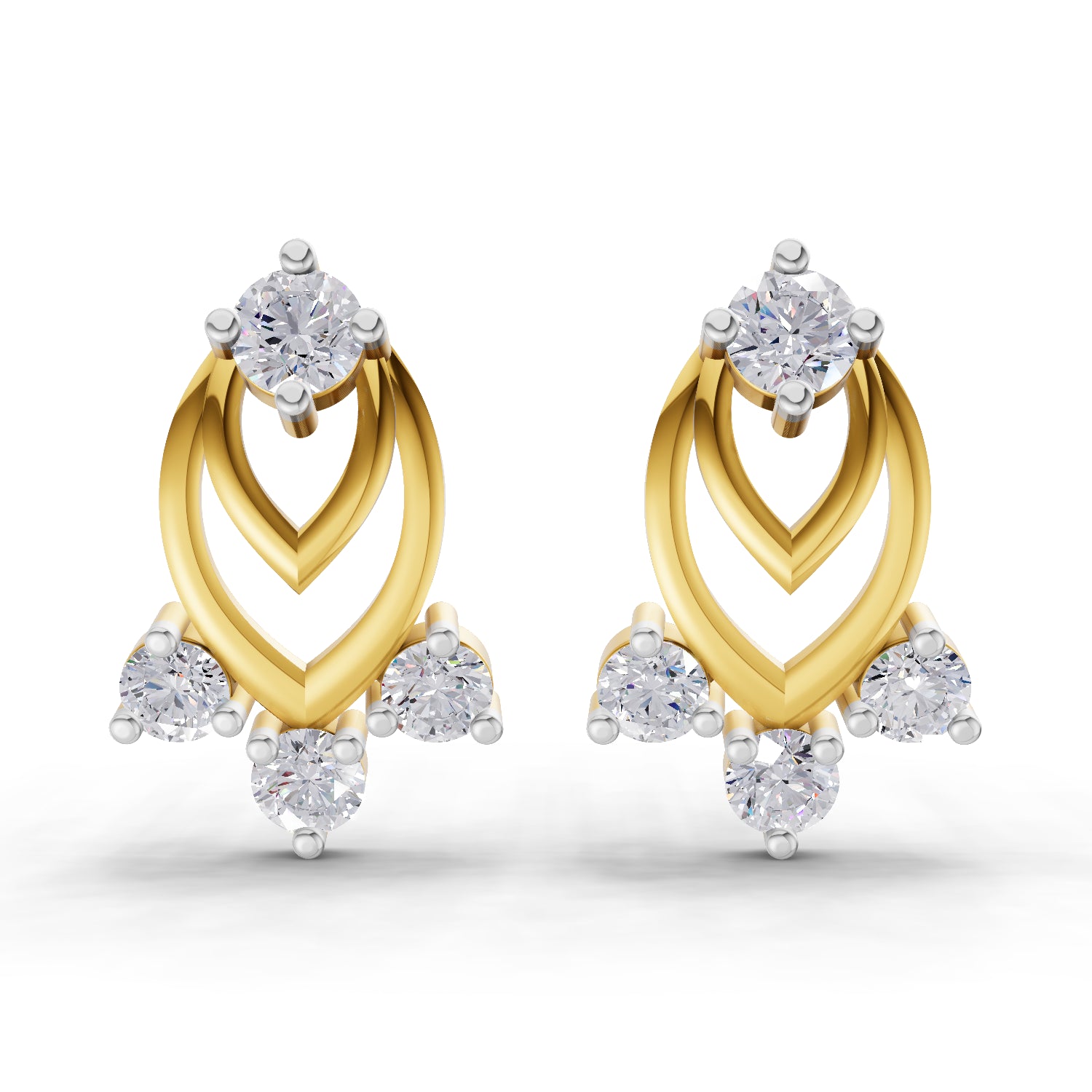 0.37 Carat | 925 Sterling Silver Petals of Gold Plated Stud Earrings