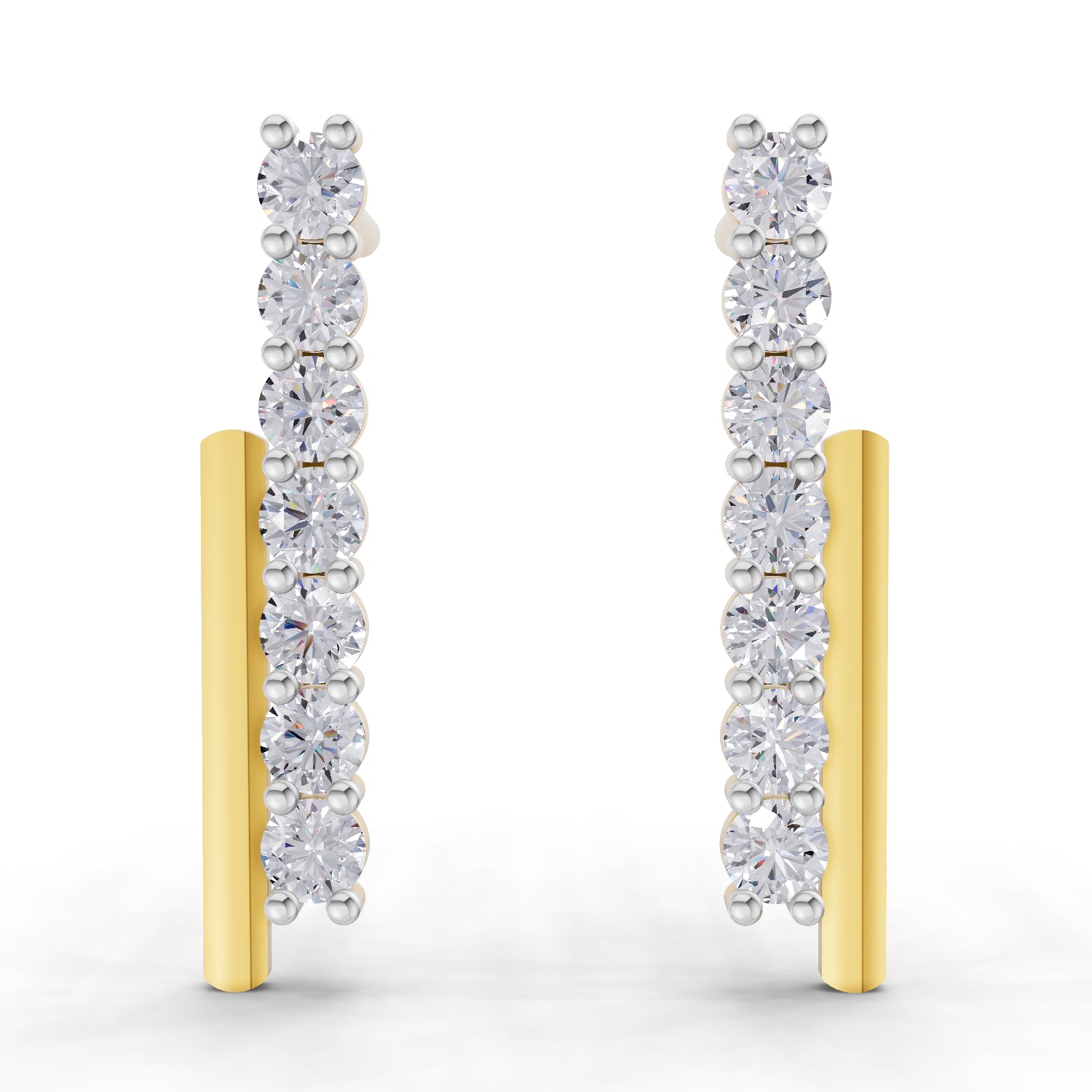 0.35 Carat | 925 Sterling Silver Gold Plated Double Bar Stud Earrings