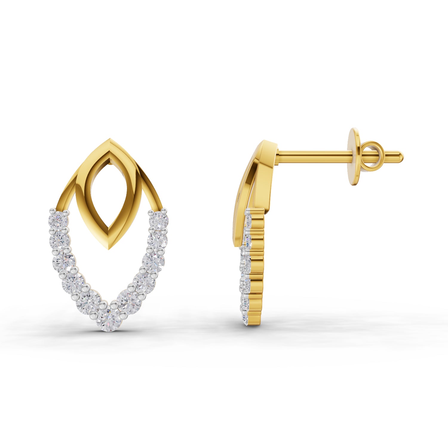 0.35 Carat | 925 Sterling Silver Gold Plated Infinity Bloom Stud Earrings