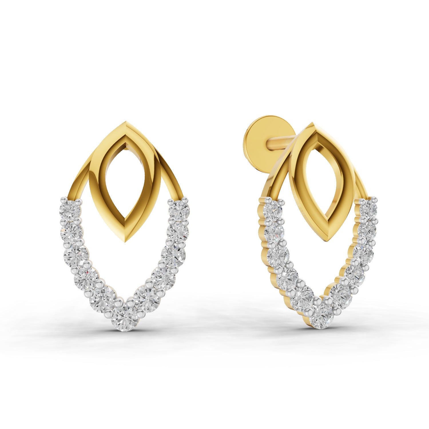 0.35 Carat | 925 Sterling Silver Gold Plated Infinity Bloom Stud Earrings