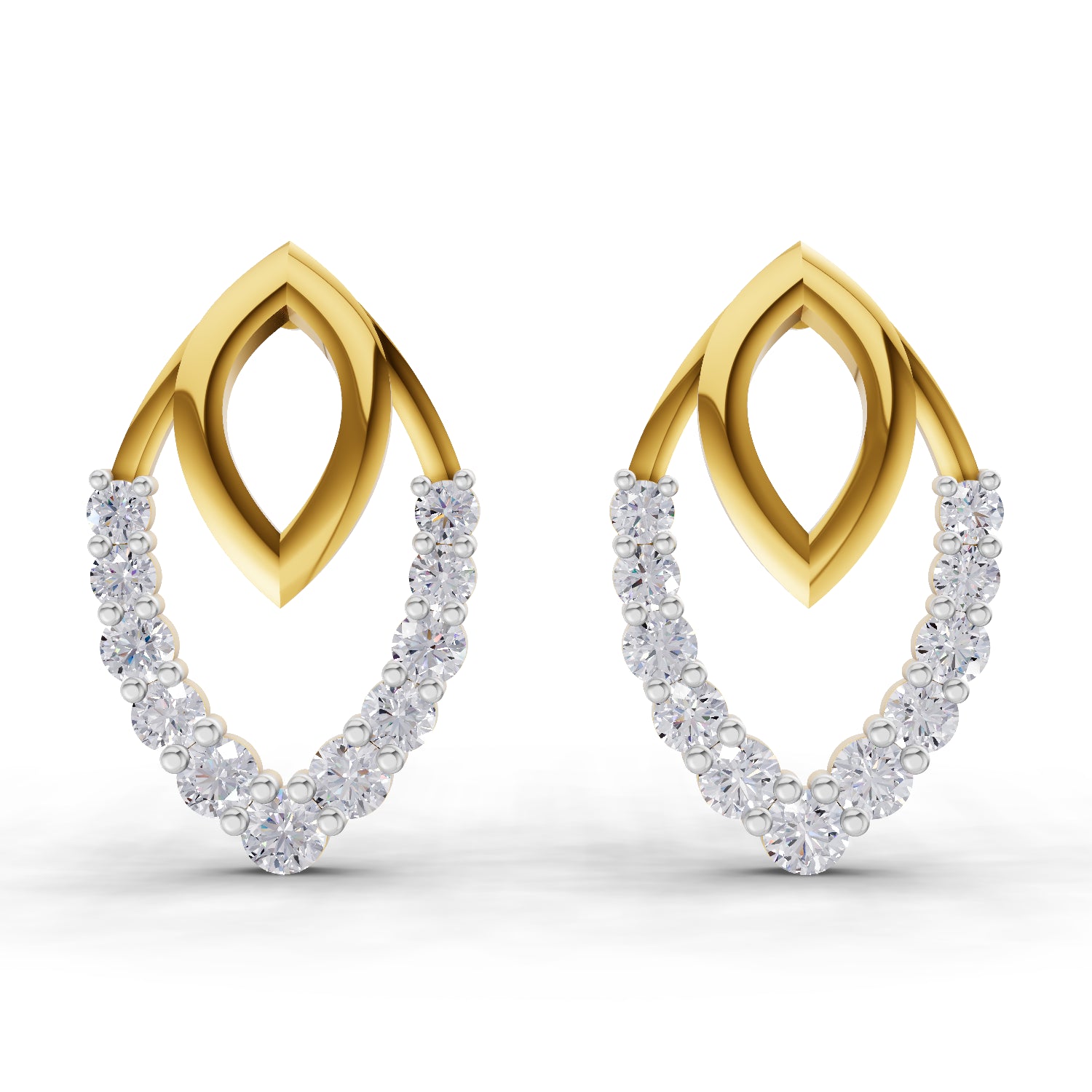 0.35 Carat | 925 Sterling Silver Gold Plated Infinity Bloom Stud Earrings