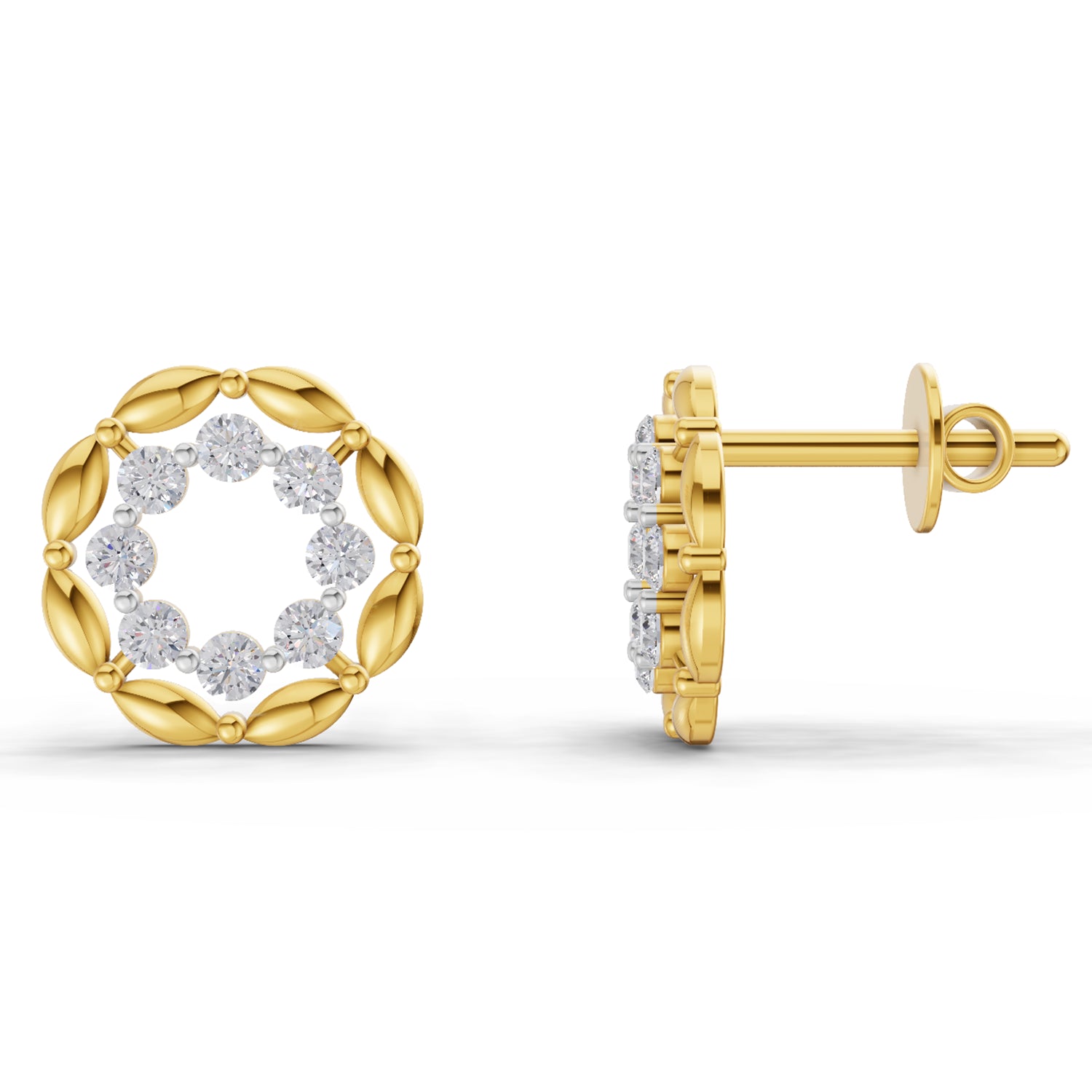 0.34 Carat | 925 Sterling Silver Gold Plated Eternal Circle Earrings