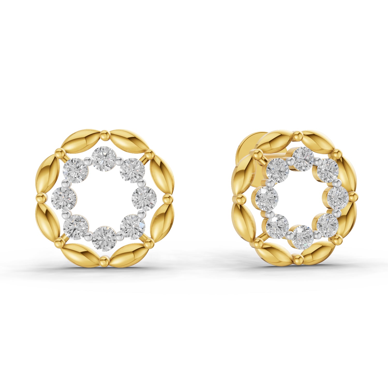 0.34 Carat | 925 Sterling Silver Gold Plated Eternal Circle Earrings