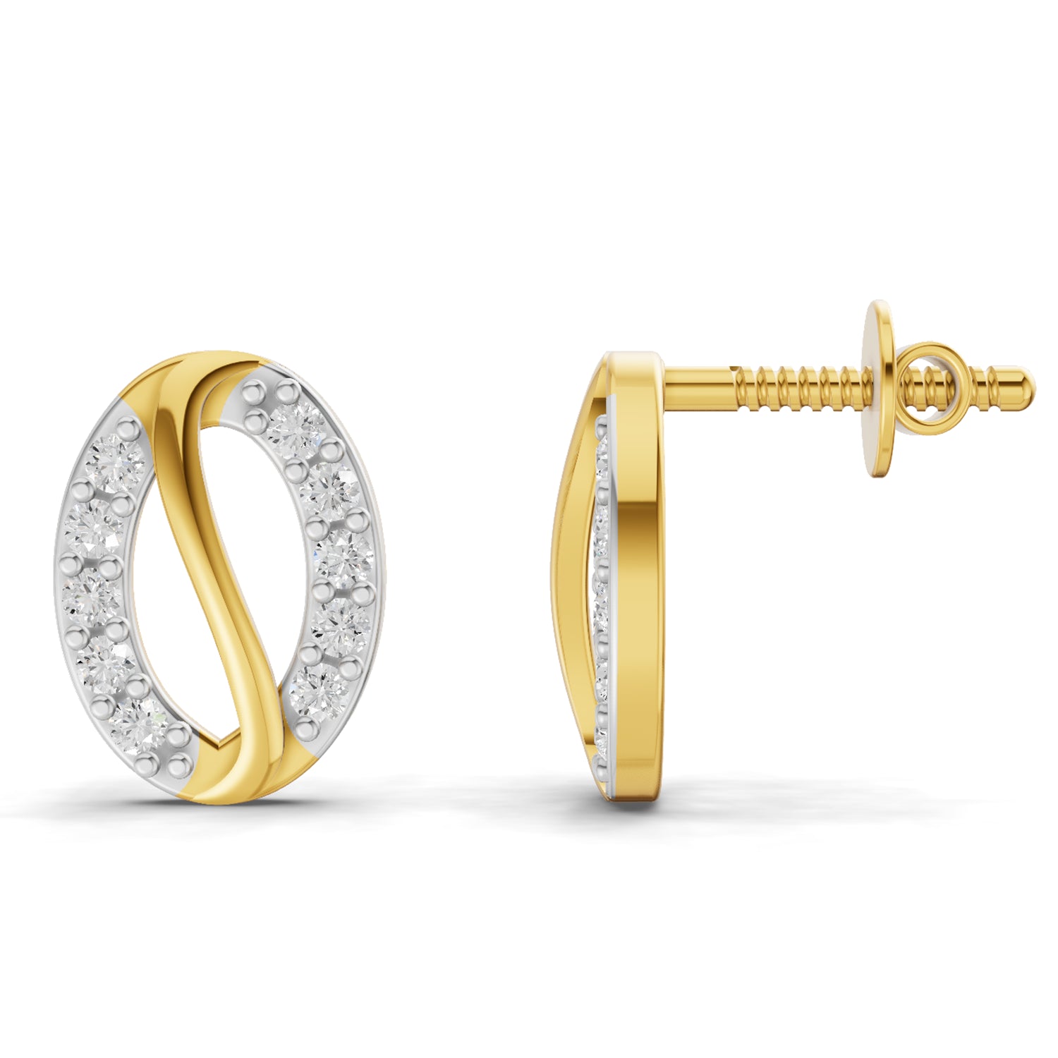 0.2 Carat | 925 Sterling Silver Gold Plated Harmony Studs Earrings