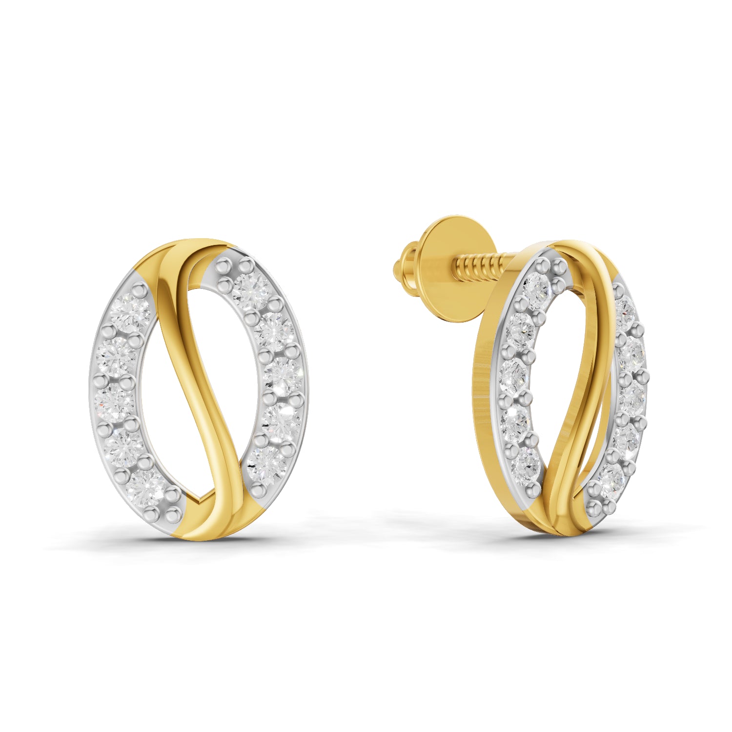0.2 Carat | 925 Sterling Silver Gold Plated Harmony Studs Earrings