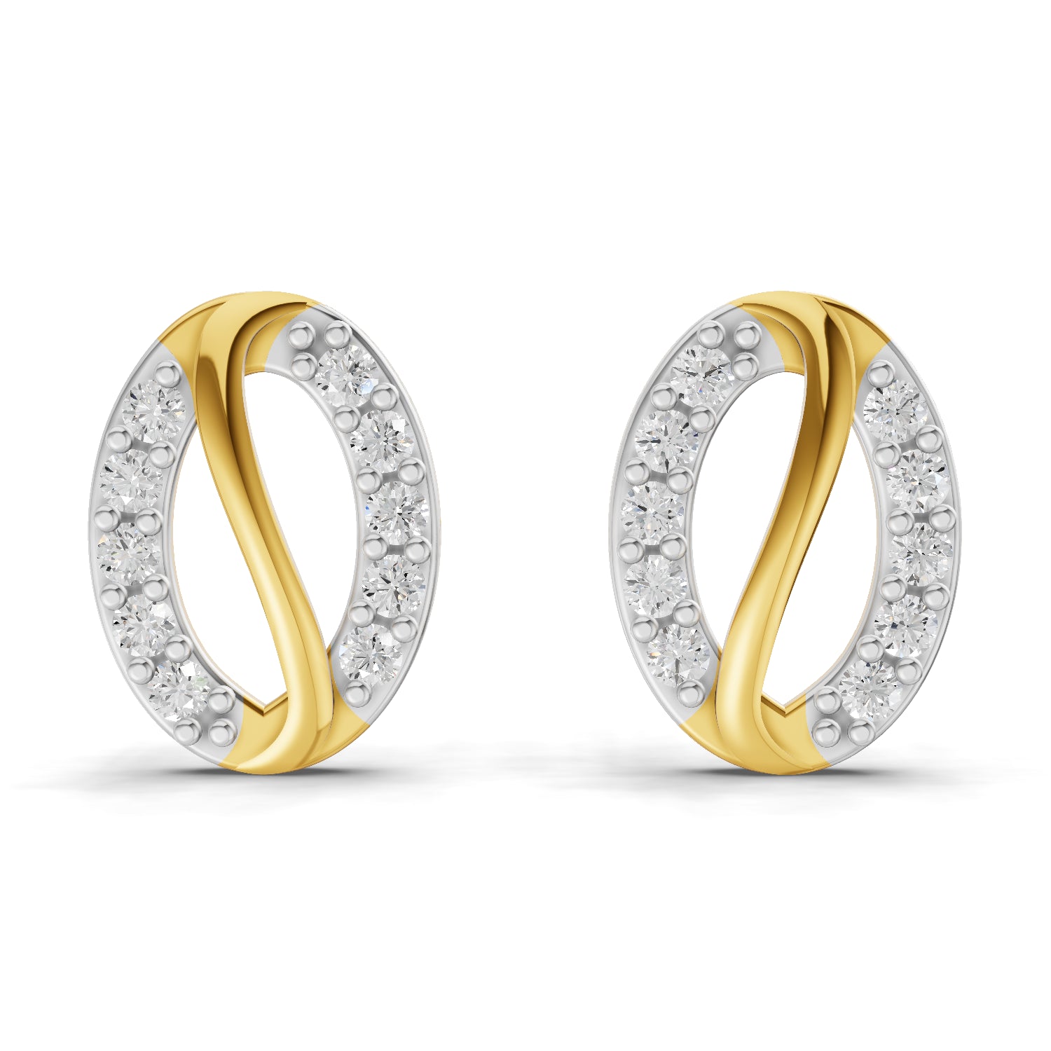 0.2 Carat | 925 Sterling Silver Gold Plated Harmony Studs Earrings