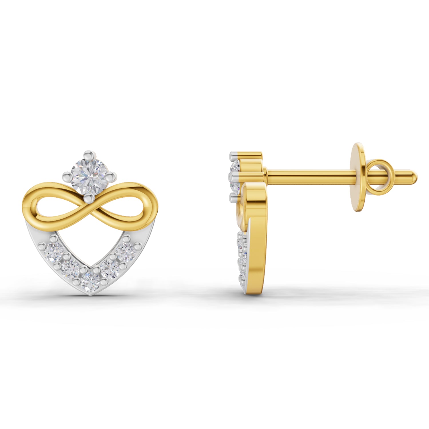 0.19 Carat | 925 Sterling Silver Gold Plated Heart-Knot Diamond Earrings